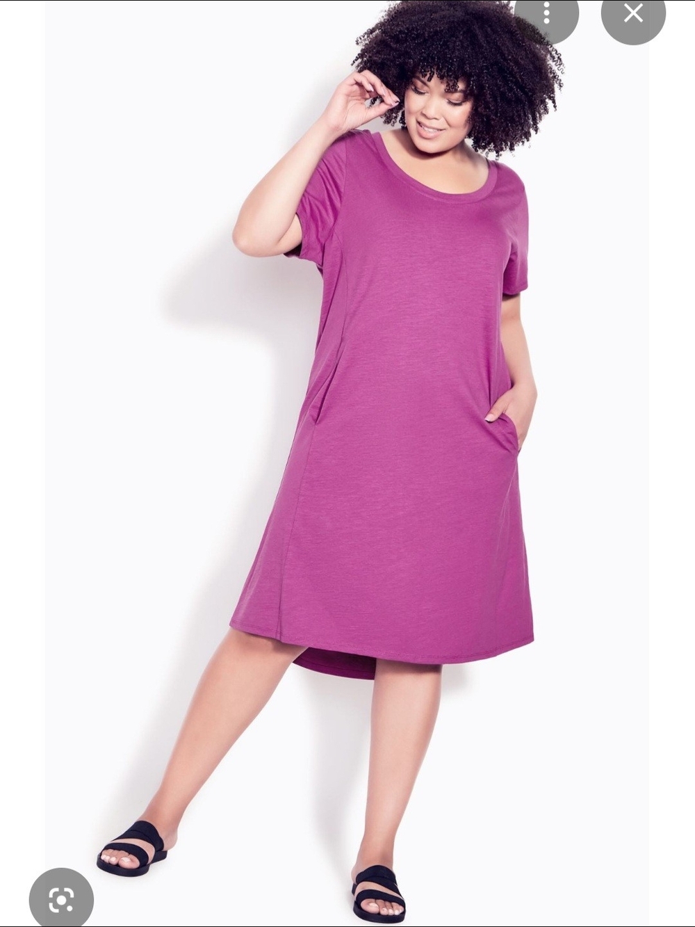 Women’s Plus-Size Relaxed Midi Dress in Magenta